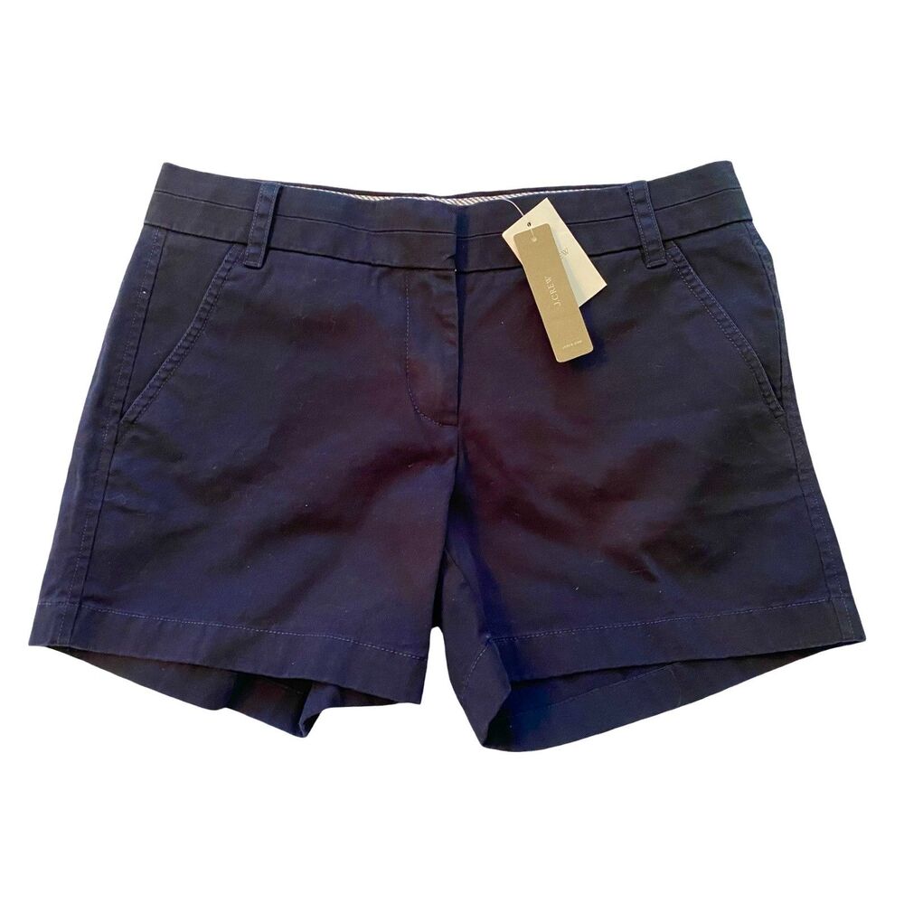 J Crew Chino Women's Shorts 4 Navy Blue 4 Inch Inseam Cotton